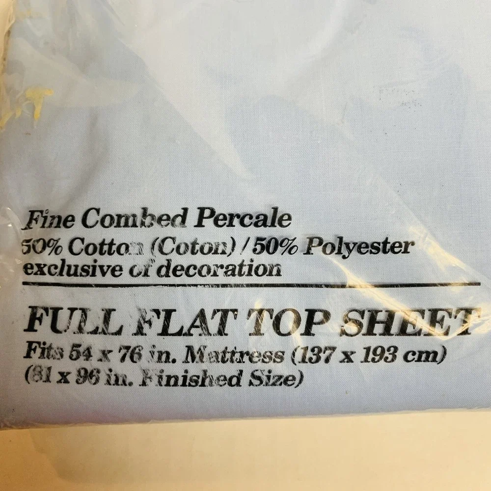 Vintage Fieldcrest Blue Full Flat No Iron Percale Sheet Made in USA NOS NEW